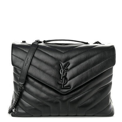 Saint Laurent Calfskin Y Quilted Monogram Monochrome Medium Loulou Chain Satchel Black 1 of 11