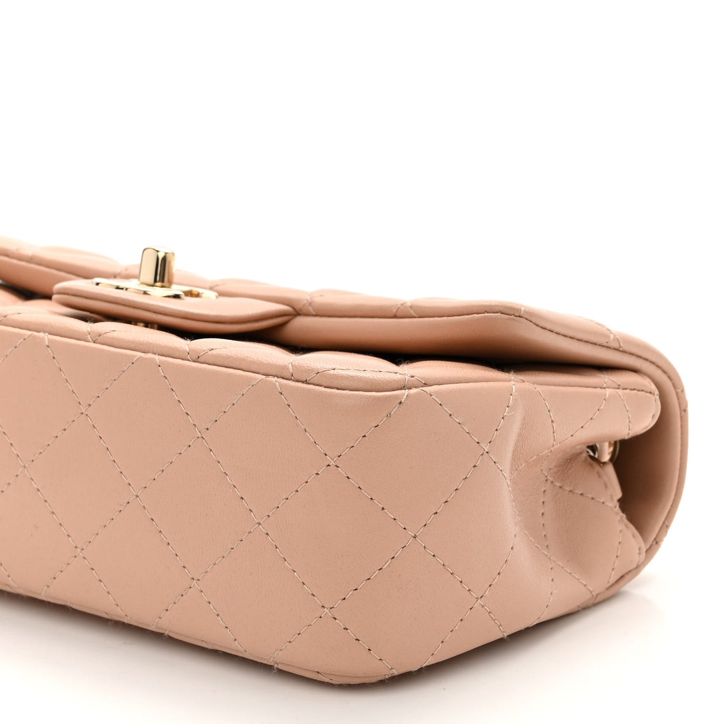 Lambskin Quilted Mini Rectangular Flap Beige