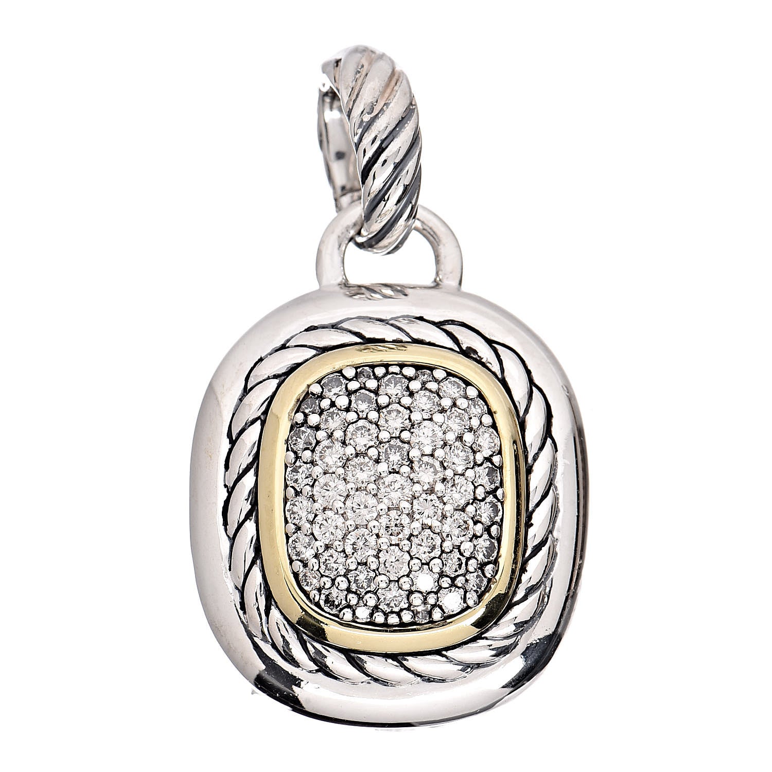 David Yurman Sterling Silver 18K Yellow Gold Diamond Albion Enhancer Pendant 1 of 4