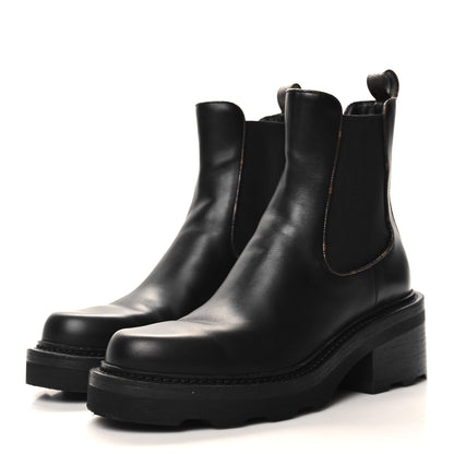 Louis Vuitton Calfskin Monogram Beaubourg Ankle Boots 39.5 Black 3 of 8