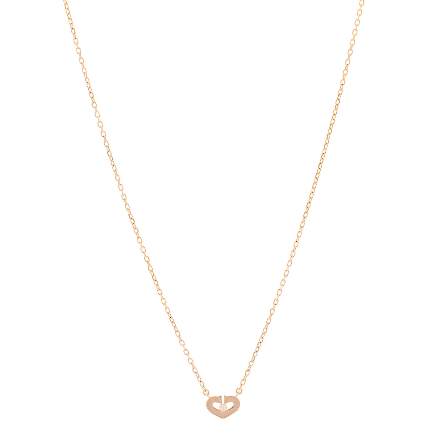 18K Pink Gold Diamond XS Hearts and Symbols Necklace