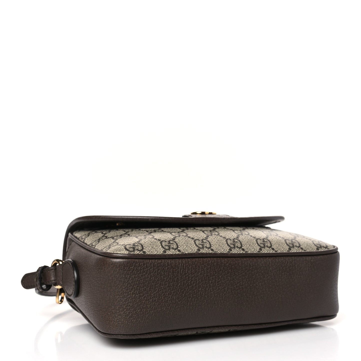 GG Supreme Monogram Textured Dollar Calfskin Web Studded Mini Ophidia Flap Shoulder Bag Beige Ebony New Acero