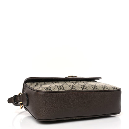 Gucci GG Supreme Monogram Textured Dollar Calfskin Web Studded Mini Ophidia Flap Shoulder Bag Beige Ebony New Acero 4 of 9