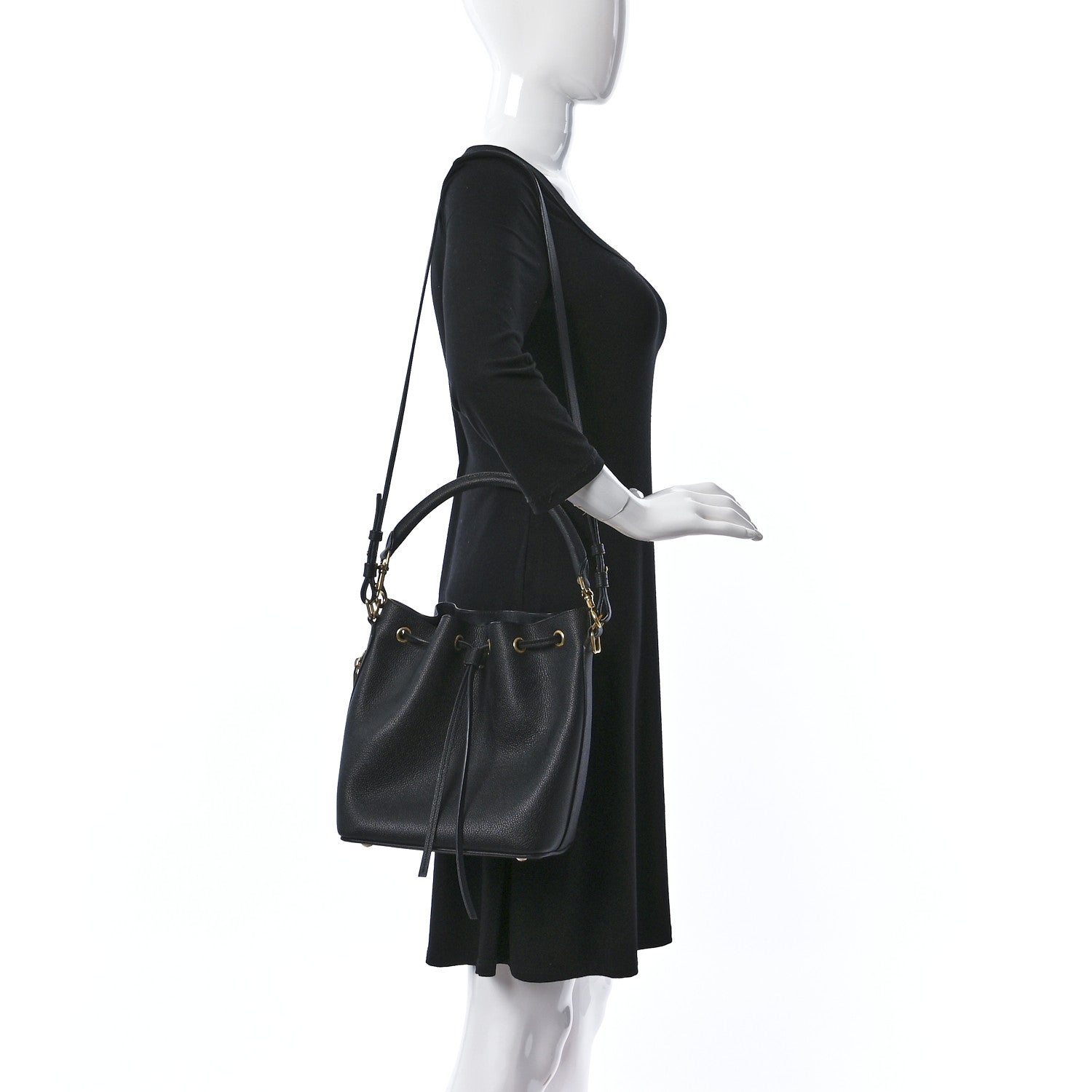 Saint Laurent Grained Calfskin Medium Emmanuelle Bucket Bag Black 2 of 10
