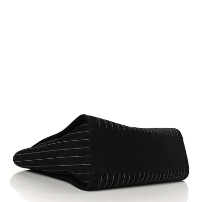 Chanel Canvas Calfskin Striped Large Deauville Tote Black White 5 of 10