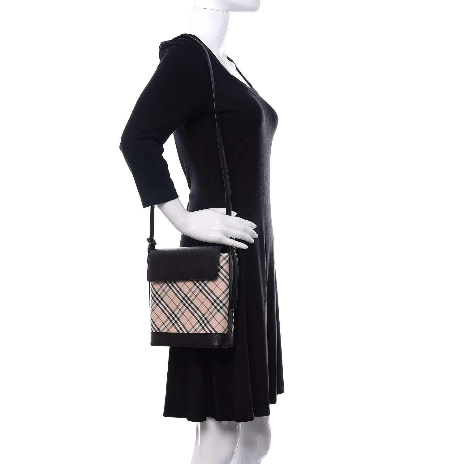 Burberry Calfskin Nova Check Shoulder Bag Black 2 of 10