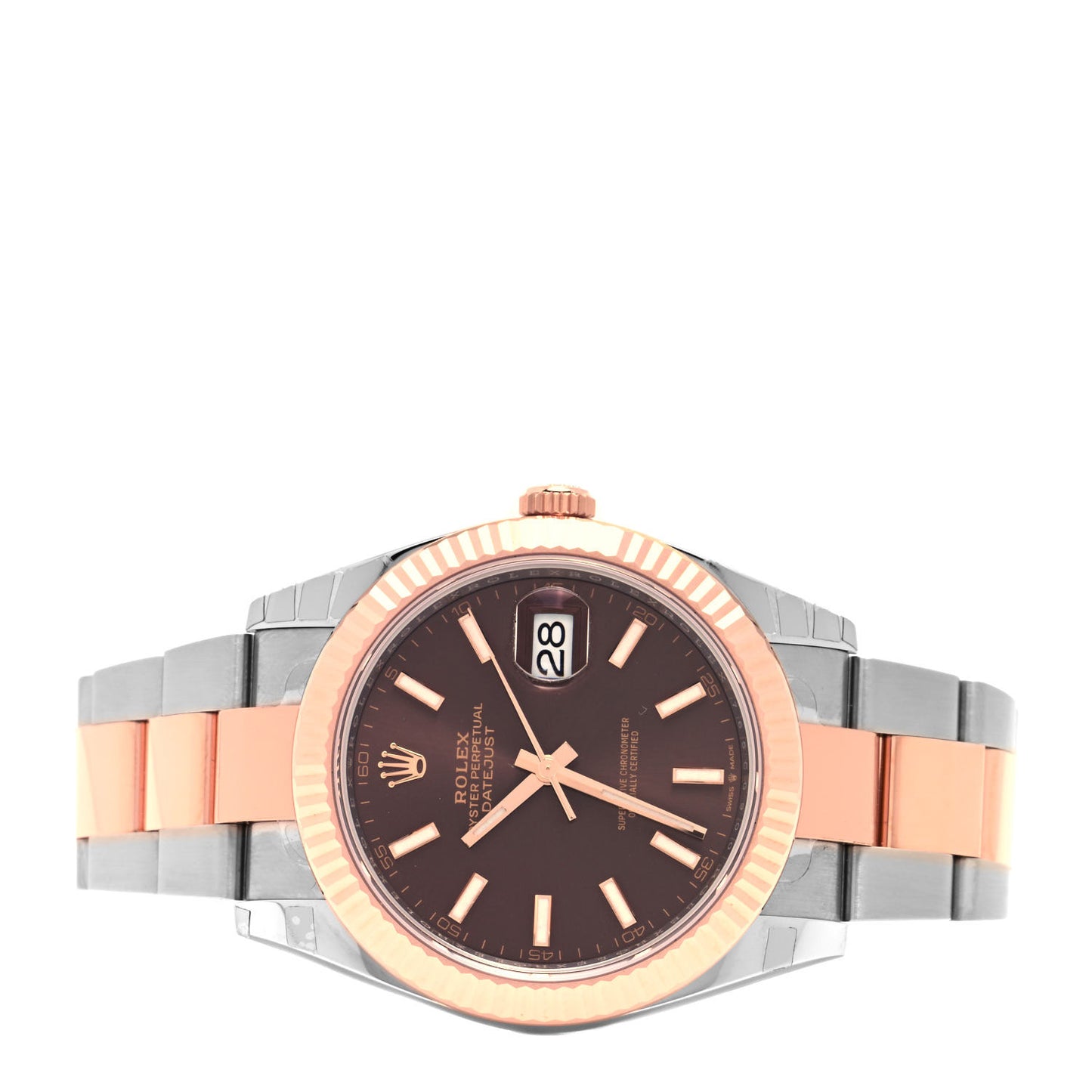 Stainless Steel 18K Everose Gold 41mm Oyster Perpetual Datejust Watch Chocolate 126331
