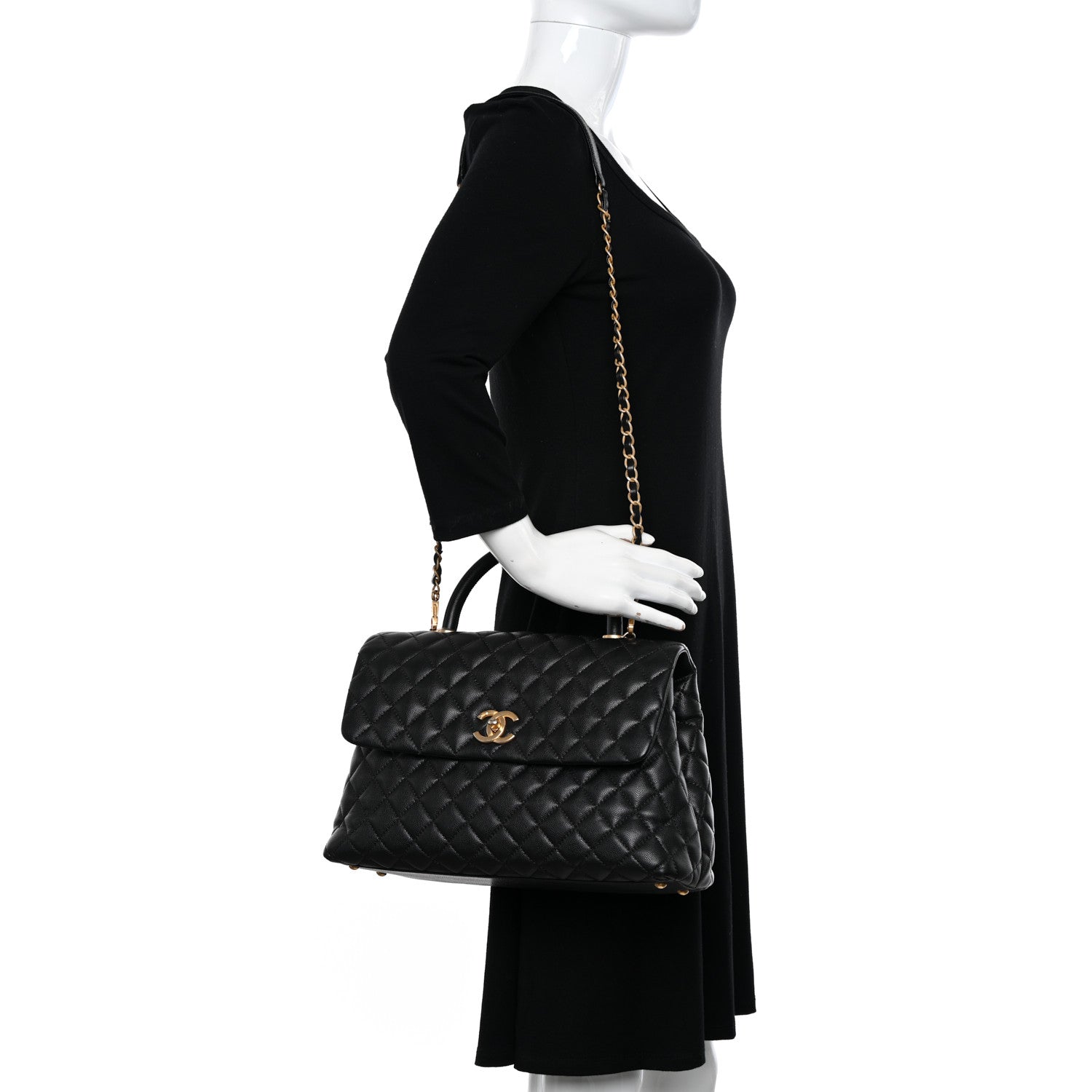 Chanel Caviar Quilted Medium Coco Handle Flap Black 2 of 11