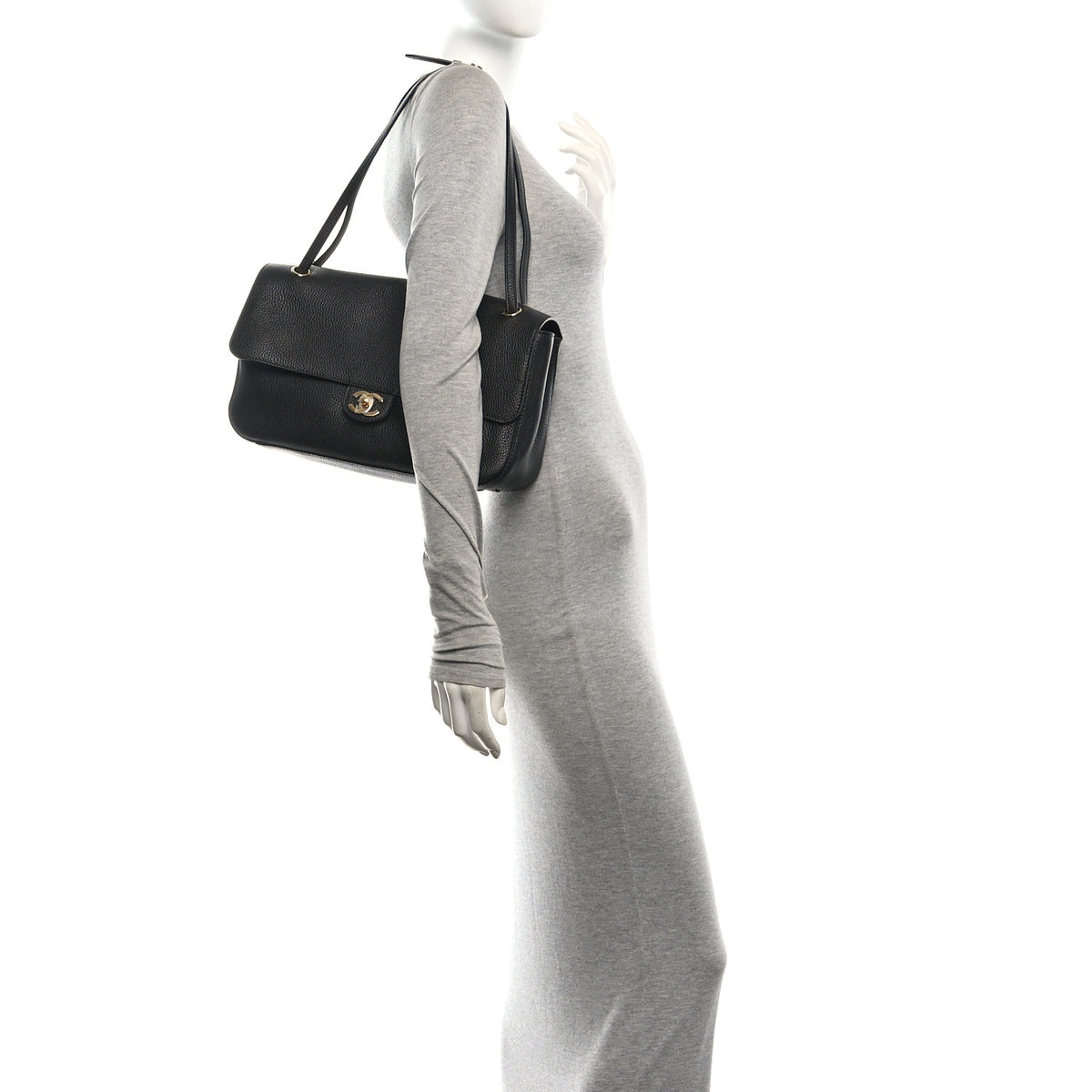 Grained Calfskin Small Souplissimo Maxi Flap Black