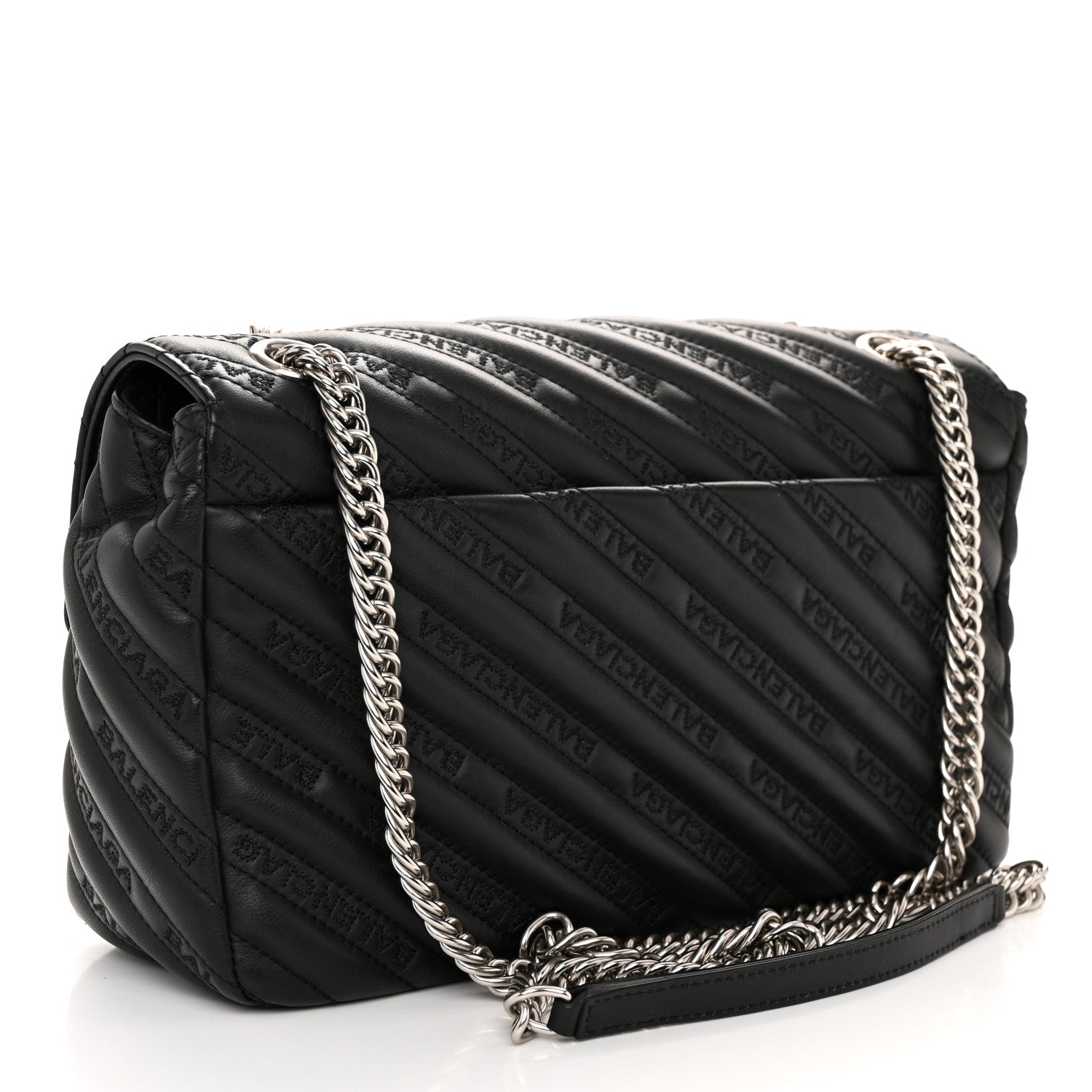 Balenciaga Calfskin Logo Matelasse M BB Chain Shoulder Bag Black 3 of 9