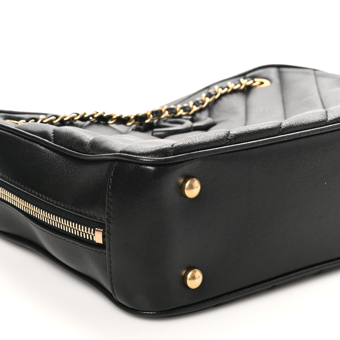 Lambskin Quilted Coco Vintage Camera Case Black