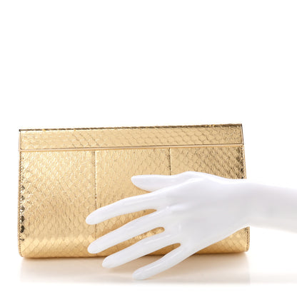 Jimmy Choo Metallic Snakeskin Cayla Clutch Gold 2 of 6