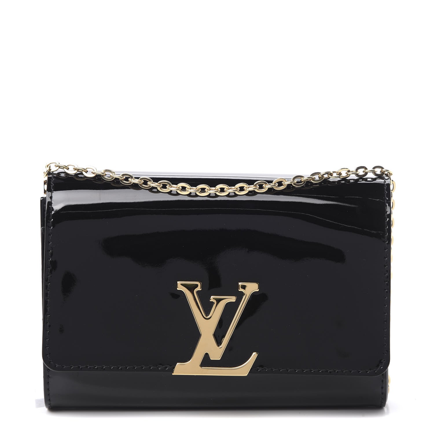 Louis Vuitton Patent Louise PM Chain Clutch Black 1 of 12