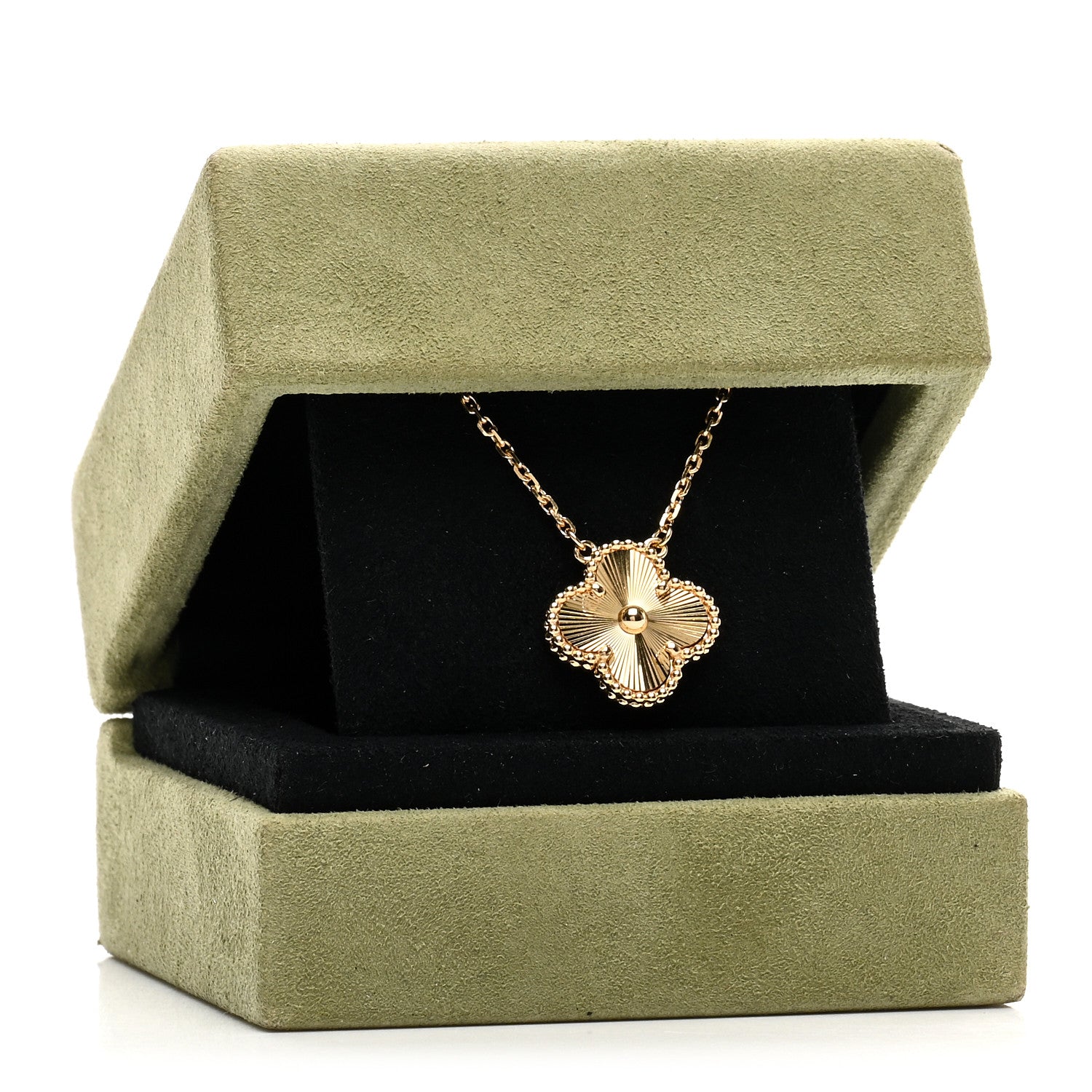 Van Cleef & Arpels 18K Yellow Gold Guilloche Vintage Alhambra Pendant Necklace 6 of 6