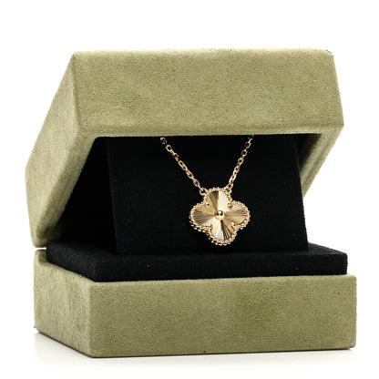 Van Cleef & Arpels 18K Yellow Gold Guilloche Vintage Alhambra Pendant Necklace 6 of 6