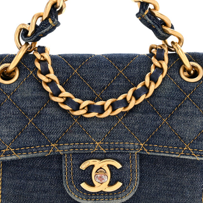 Chanel Denim Quilted Double You Mini Flap Blue Golden 8 of 13