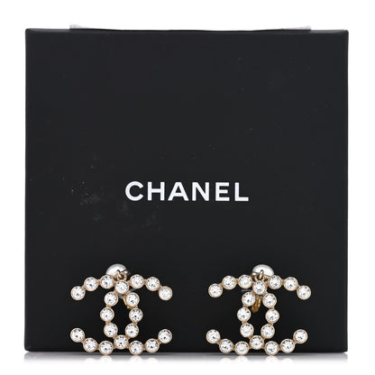 Chanel Crystal Pearl Large CC Drop Earrings Gold 5 of 5