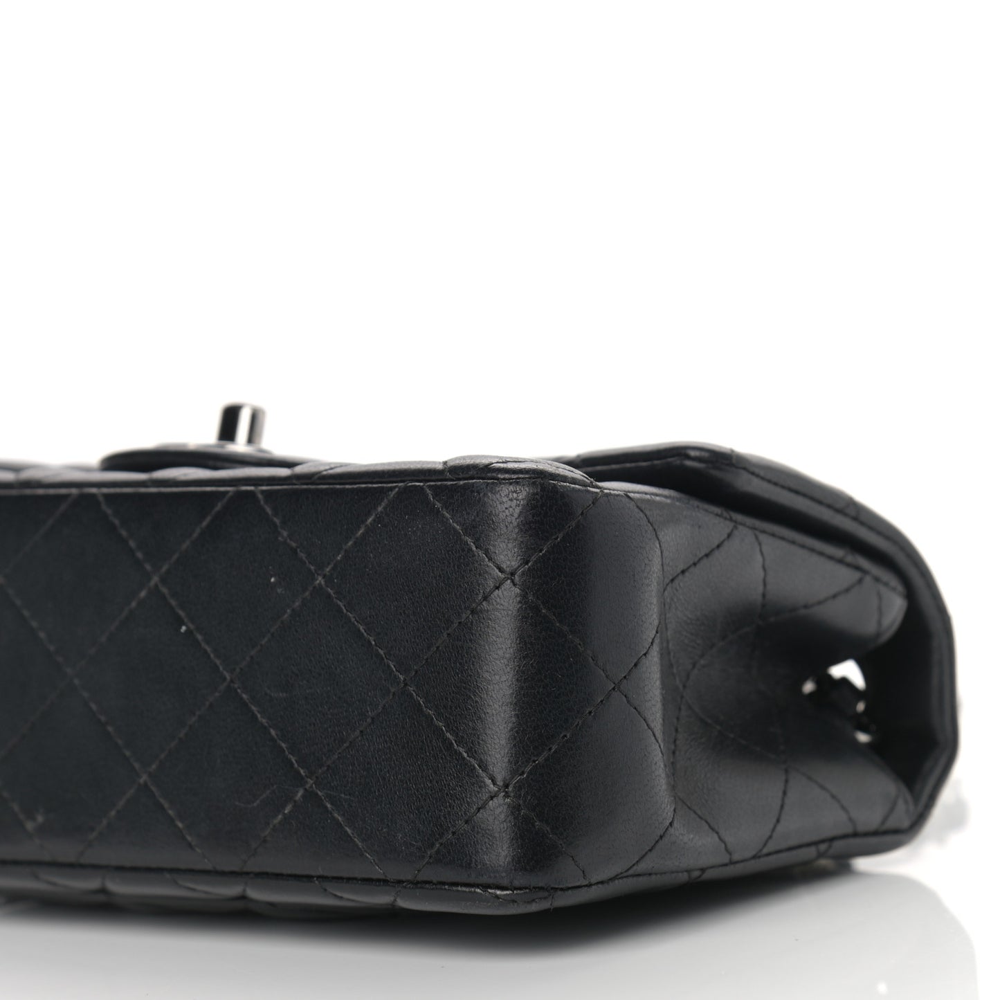 Lambskin Quilted Mini Rectangular Flap Black