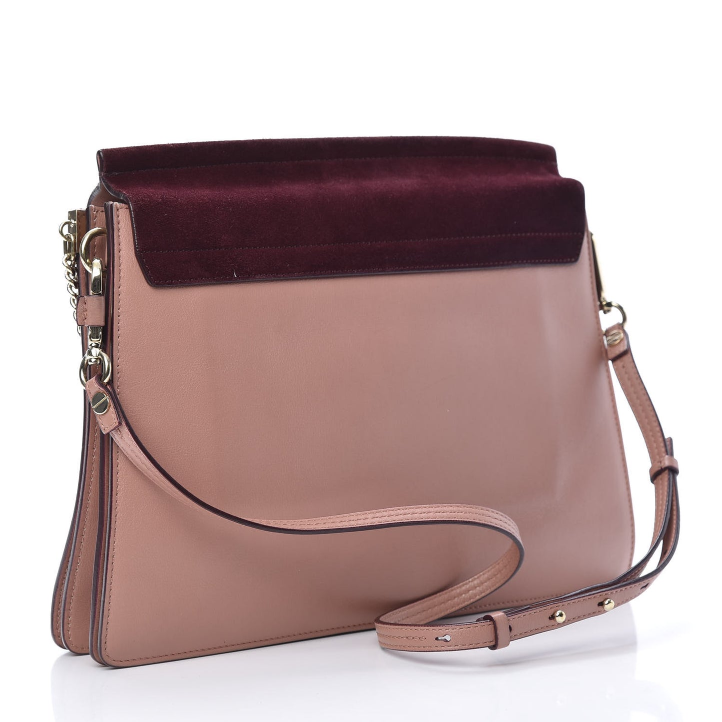 Calfskin Suede Medium Faye Shoulder Bag Misty Rose Dark Purple