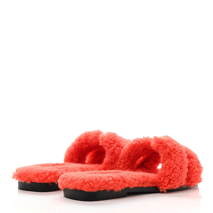Hermes Woolskin Oran Sandals 38 Orange 4 of 7