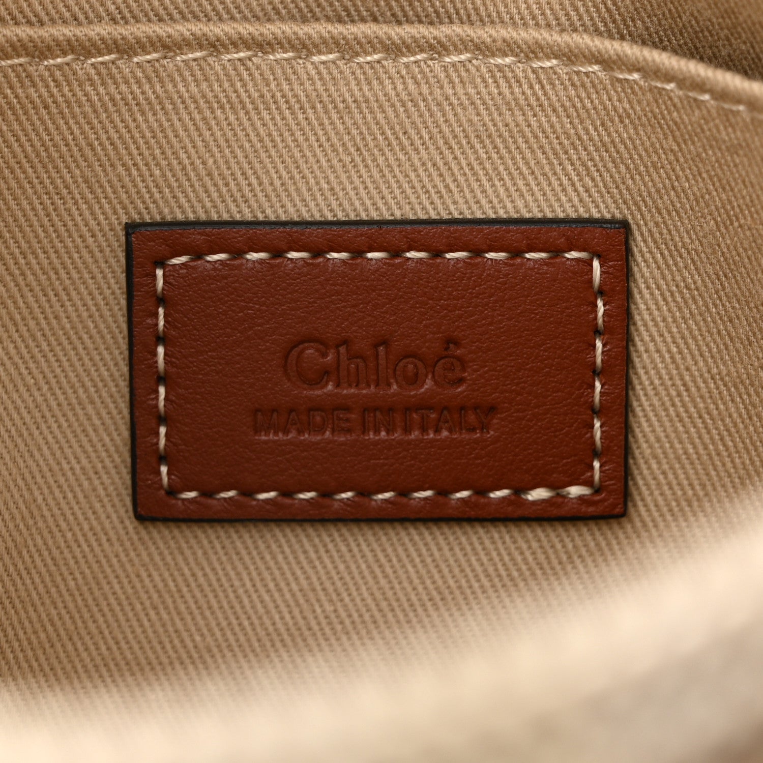 Chloe Cotton Calfskin Small Woody Ribbon Tote White Brown 6 of 10