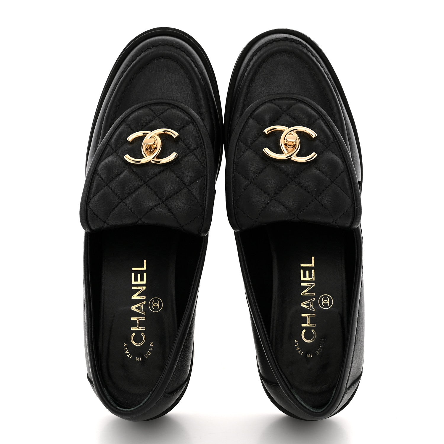 Chanel Lambskin Quilted CC Turnlock Loafers 37.5 Black 37.5 Black 2 of 12