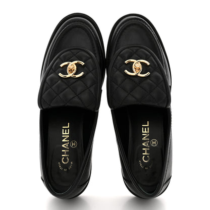 Chanel Lambskin Quilted CC Turnlock Loafers 37.5 Black 37.5 Black 2 of 12