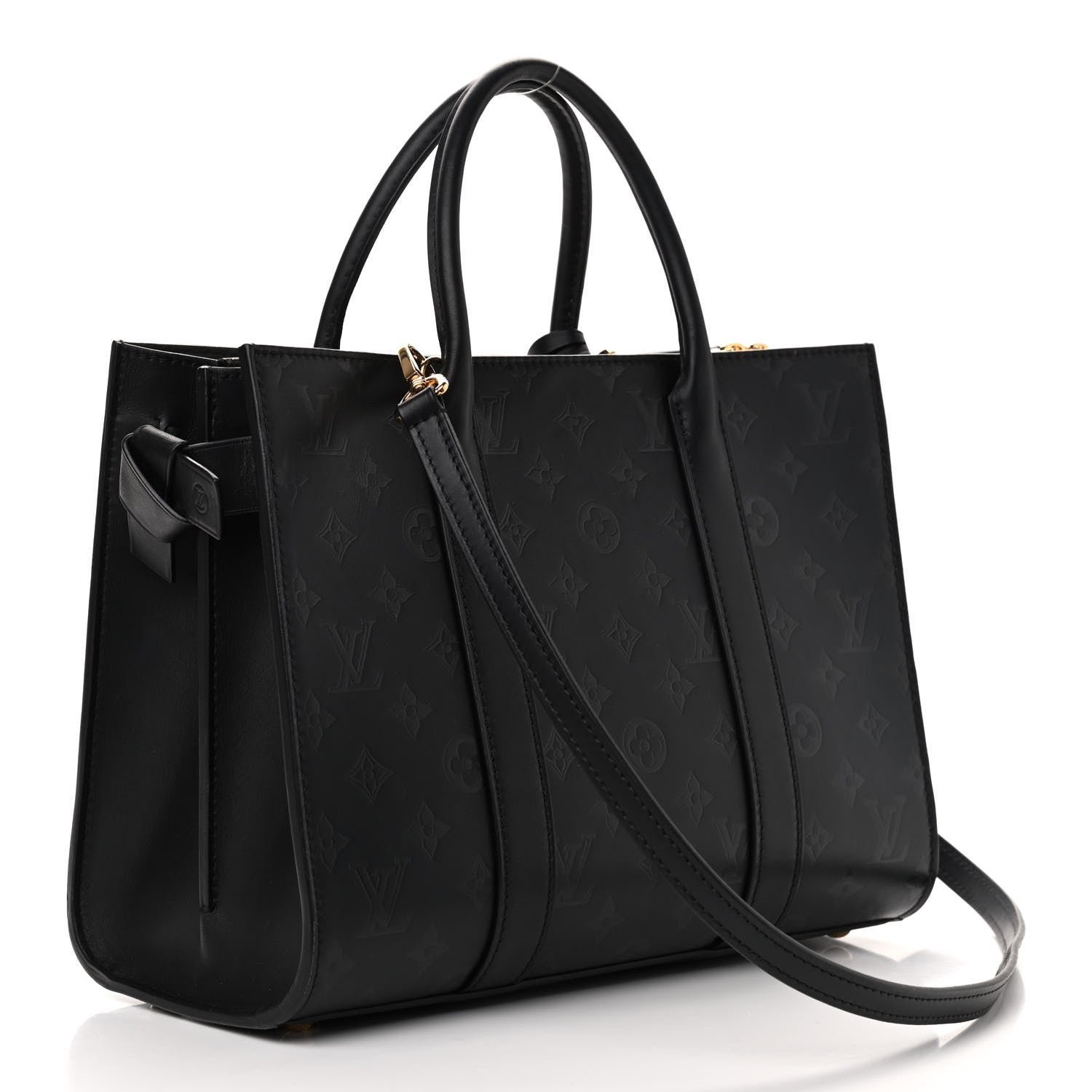 Louis Vuitton Monogram Cuir Plume Very Tote MM Black 3 of 8