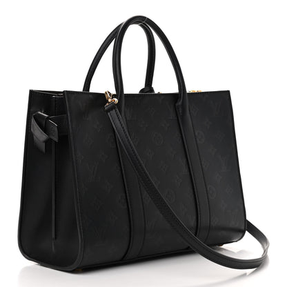 Louis Vuitton Monogram Cuir Plume Very Tote MM Black 3 of 8