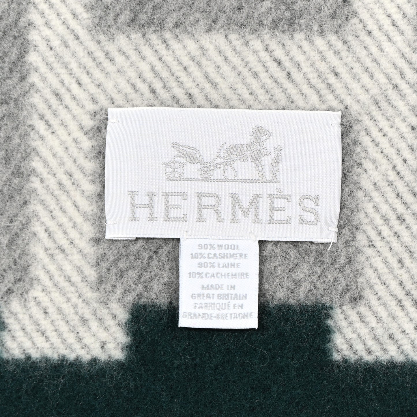 Wool Cashmere Avalon Bayadere Blanket Gris Vert Anglais