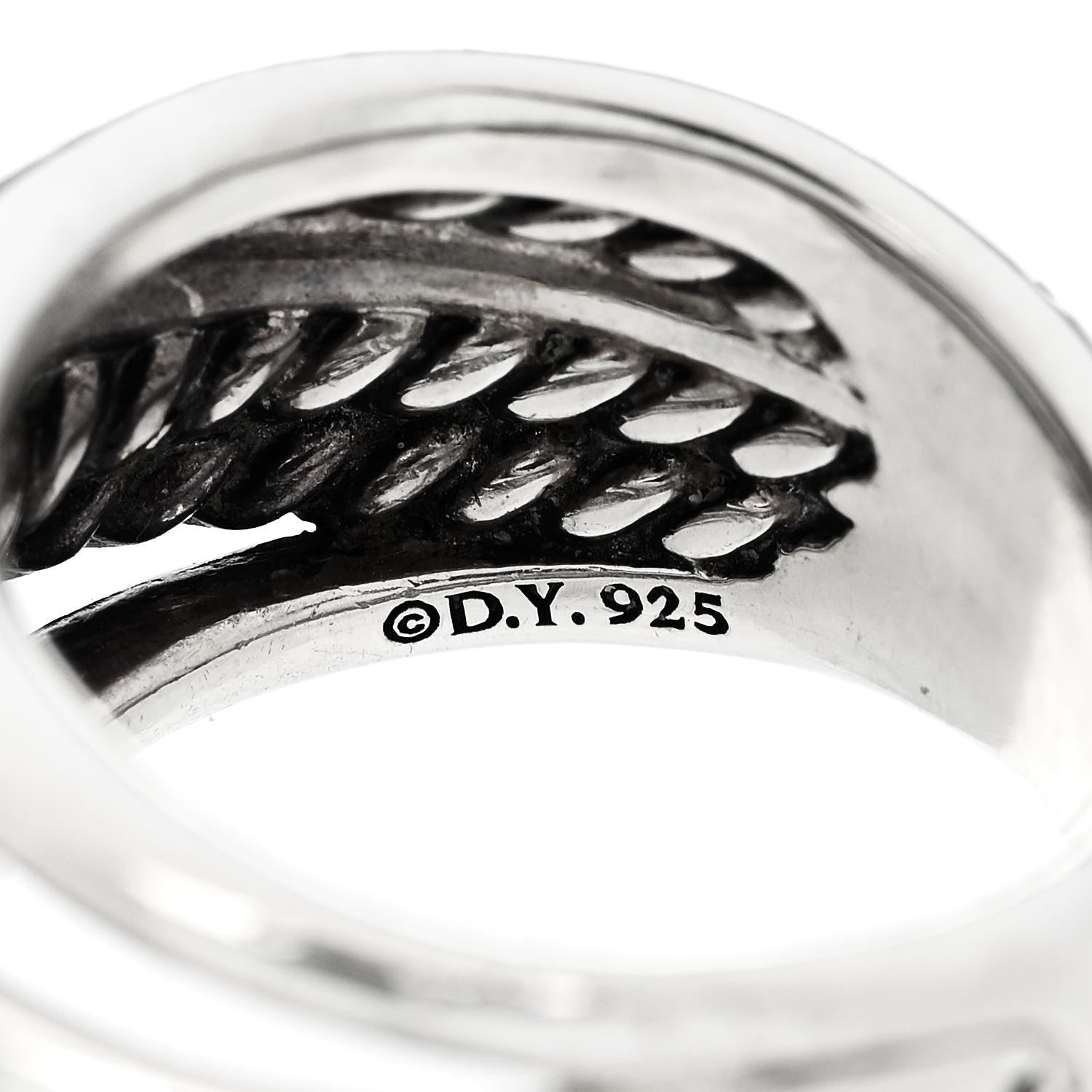 David Yurman Sterling Silver 14mm Wide Crossover Cable Ring 54 7 4 of 4