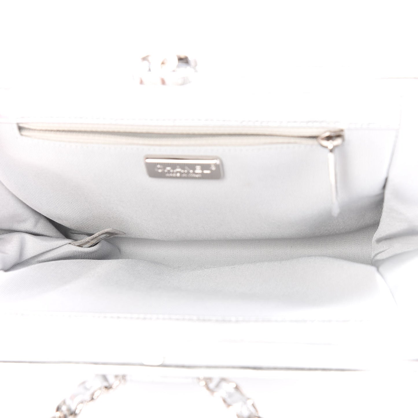 Metallic Crumpled Lambskin Clutch Silver