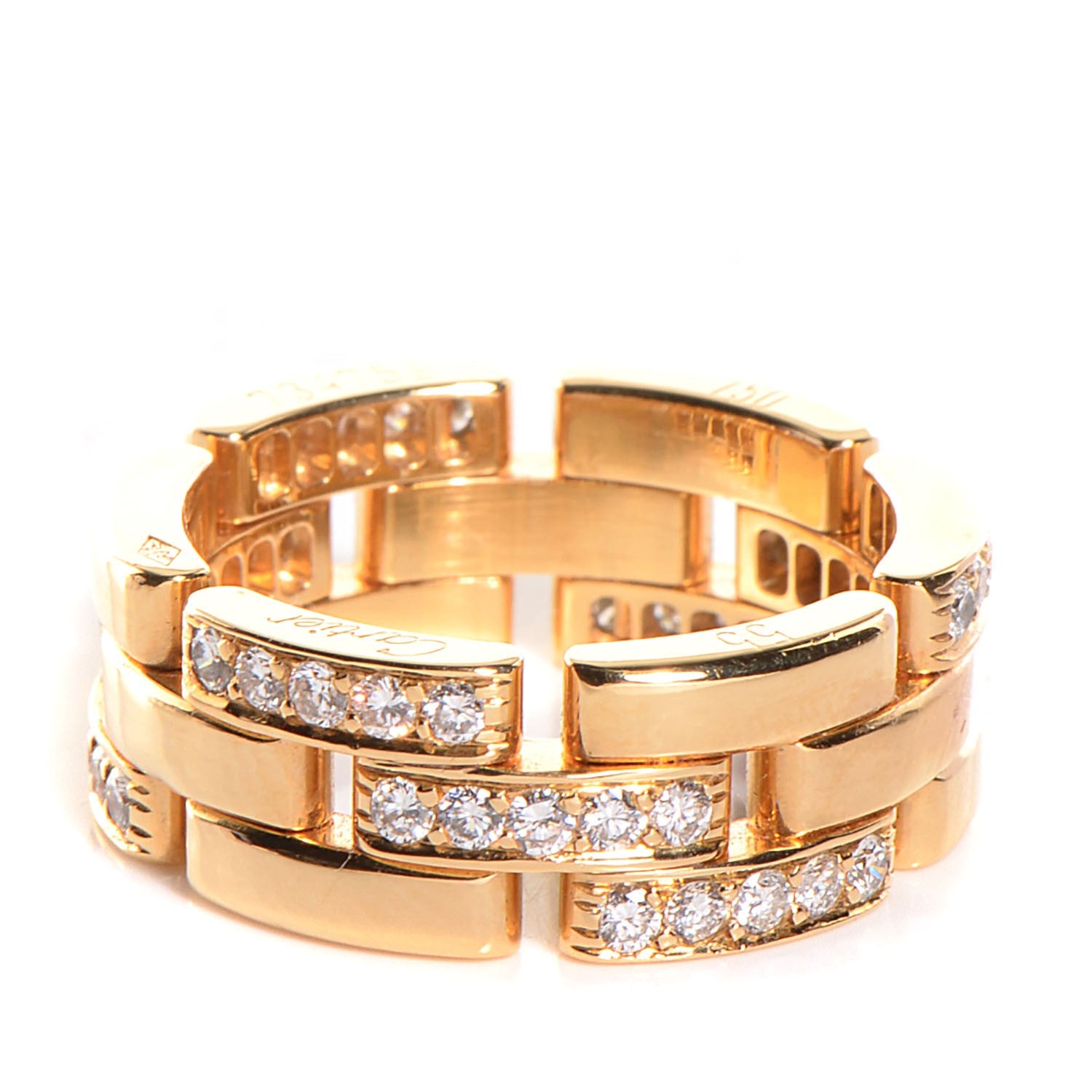 Cartier 18K Yellow Gold Diamond Maillon Panthere Ring 55 US 7.25 1 of 5