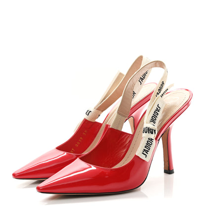 Christian Dior Patent Ribbon J'Adior Slingback 100mm Pumps 39 Red 3 of 9