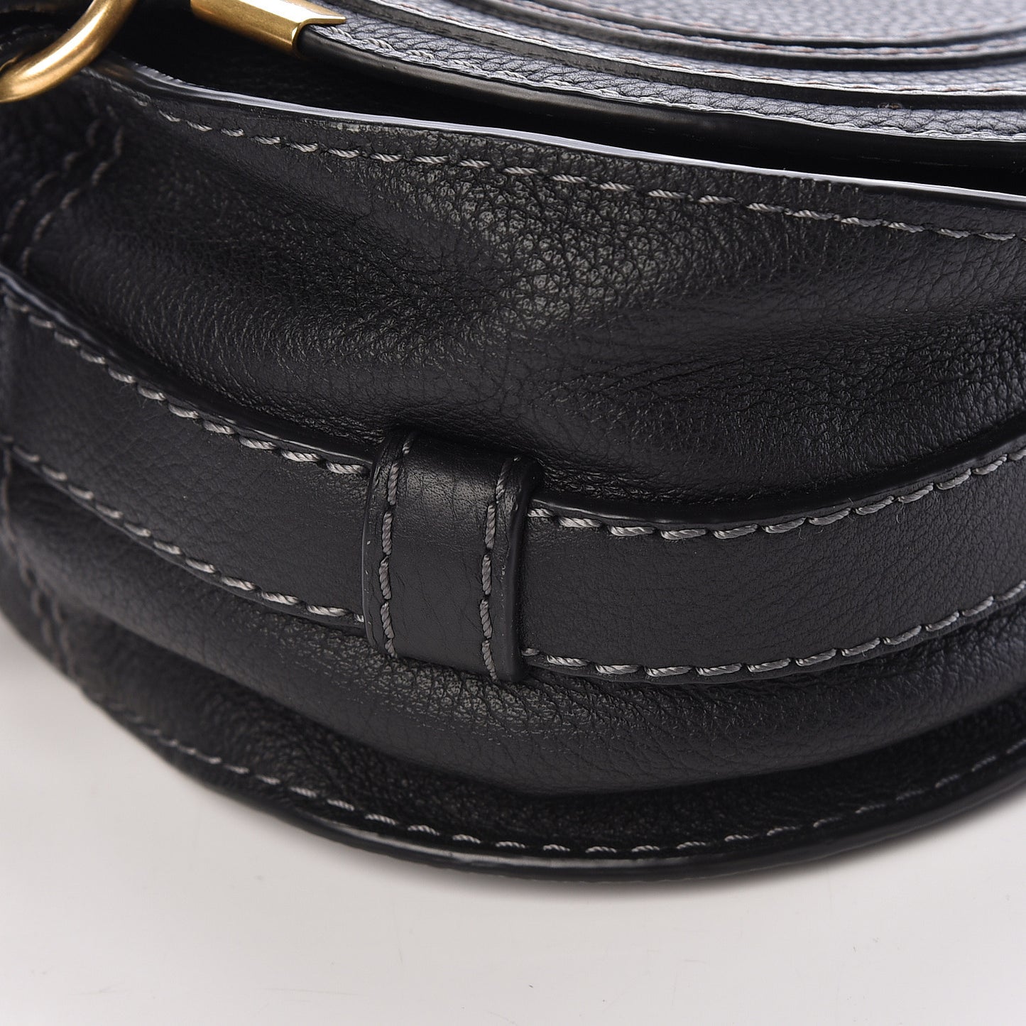 Calfskin Mini Marcie Round Crossbody Bag Black