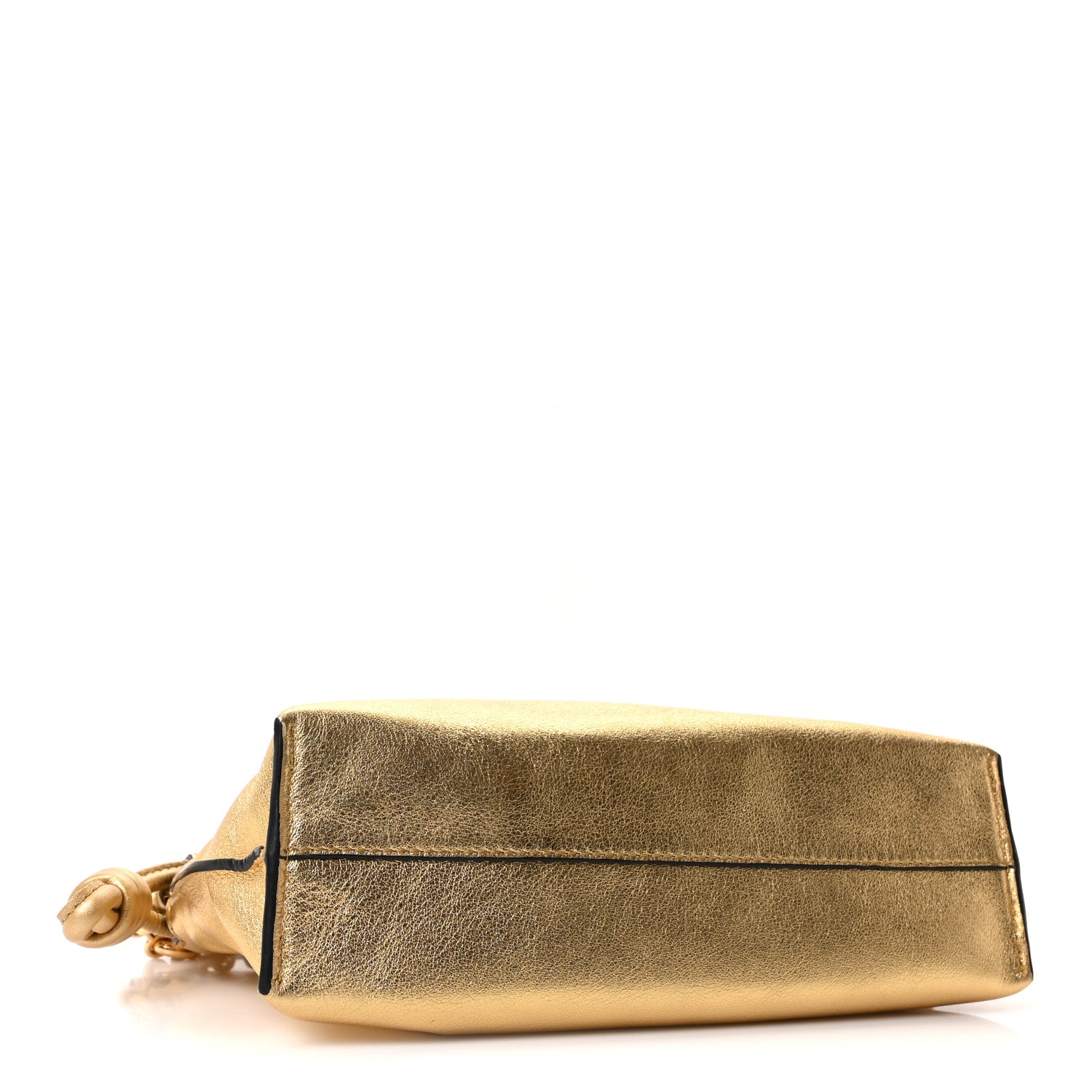 Loewe Metallic Calfskin Mini Chain Flamenco Knot Clutch Gold