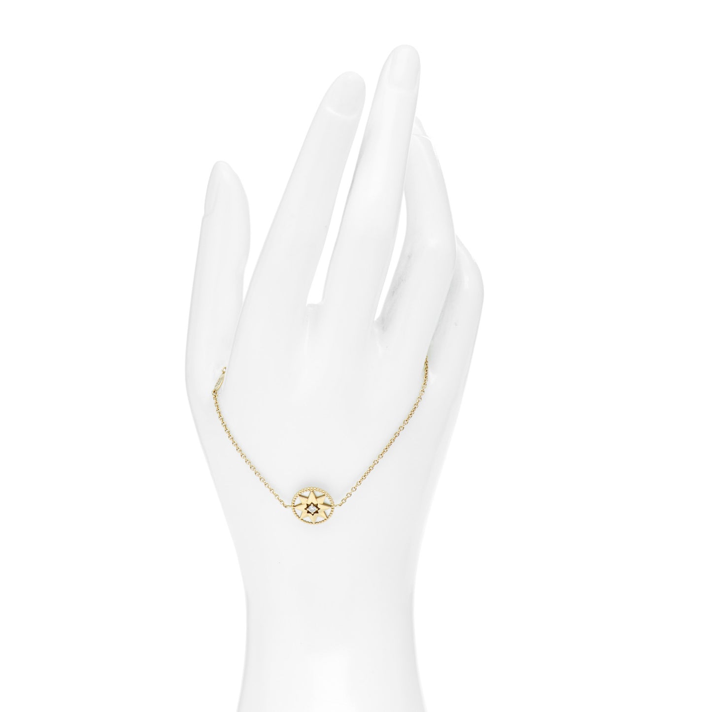 18K Yellow Gold Diamond Mother of Pearl Rose Des Vents Bracelet