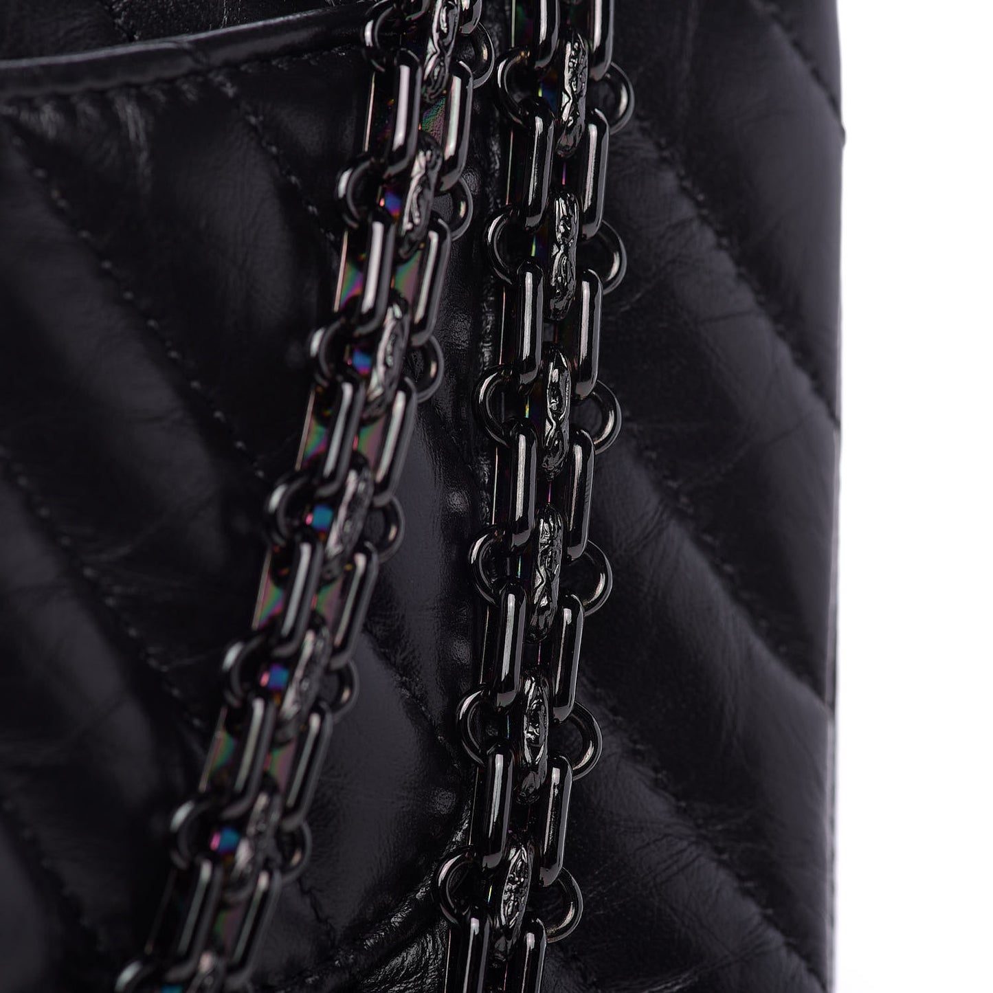 Aged Calfskin Chevron Quilted 2.55 Reissue Mini Flap So Black