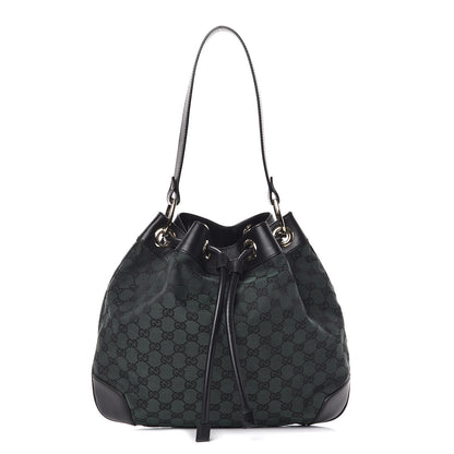 Gucci Monogram Drawstring Shoulder Bag Green 1 of 10