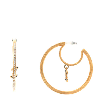 Chanel Baguette Crystal CC Drop Hoop Earrings Gold 1 of 5