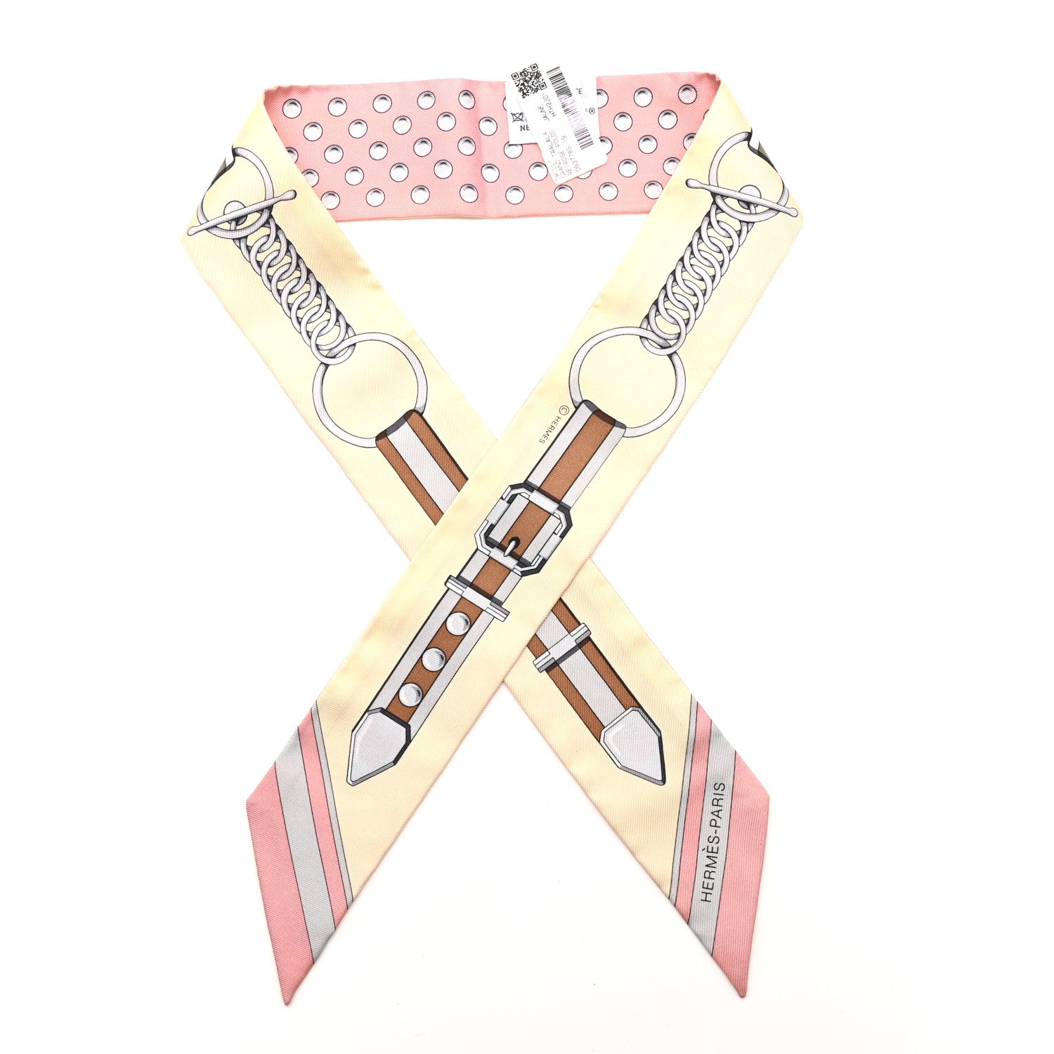 Hermes Silk Grand Tralala Twilly Rose Poudre Jaune 1 of 4