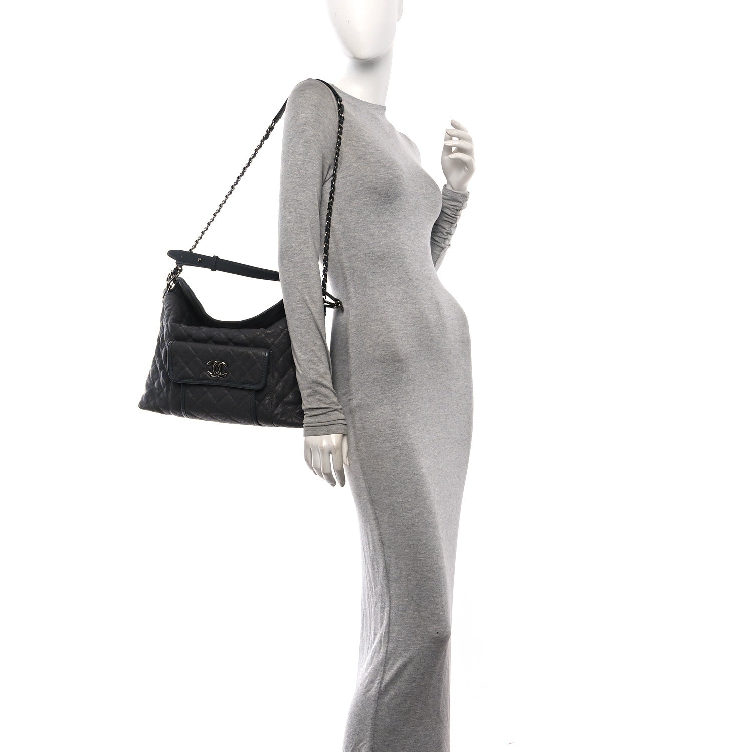 Chanel Caviar Quilted French Riviera Hobo Dark Grey 2 of 10