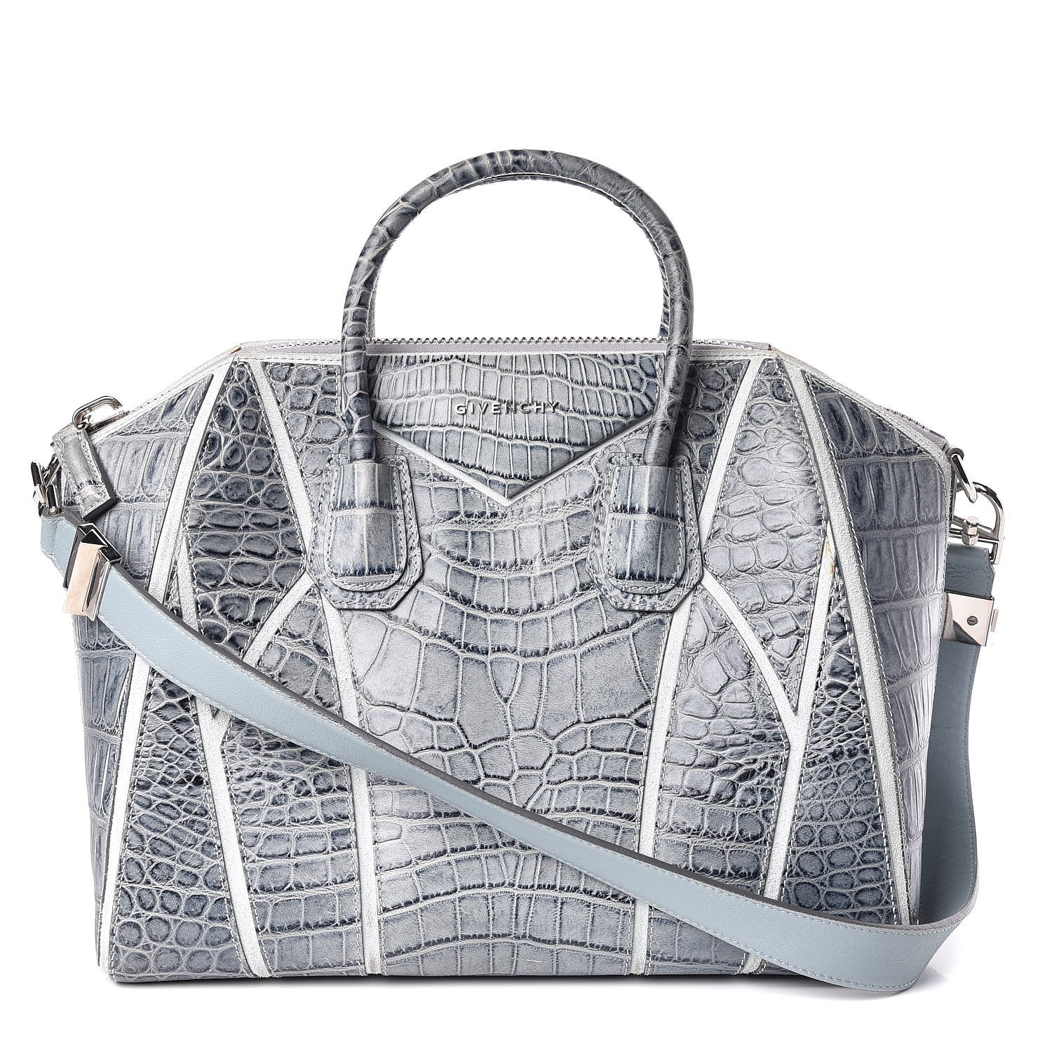 Givenchy Calfskin Crocodile Embossed Medium Antigona Blue 1 of 12
