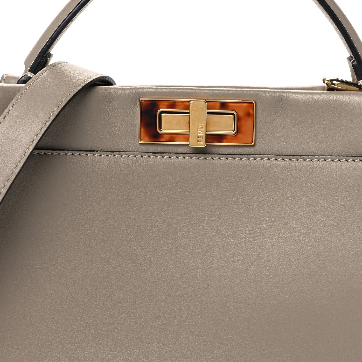 Fendi Vitello Seta Shiny Nappa Plexiglass Medium Peekaboo I SEE U Satchel Tortora 7 of 9