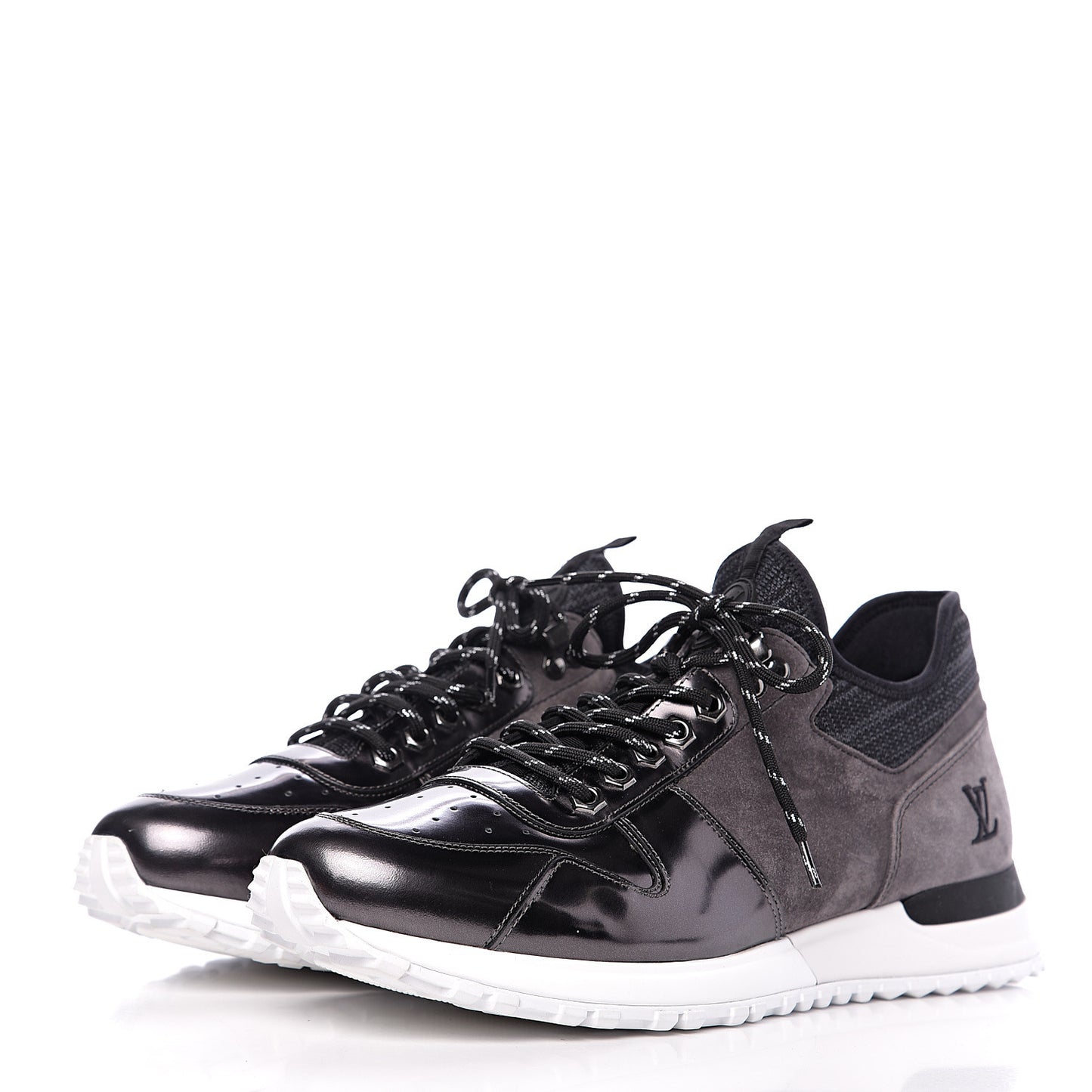 Metallic Patent Suede Run Away Sneakers 9 Grey