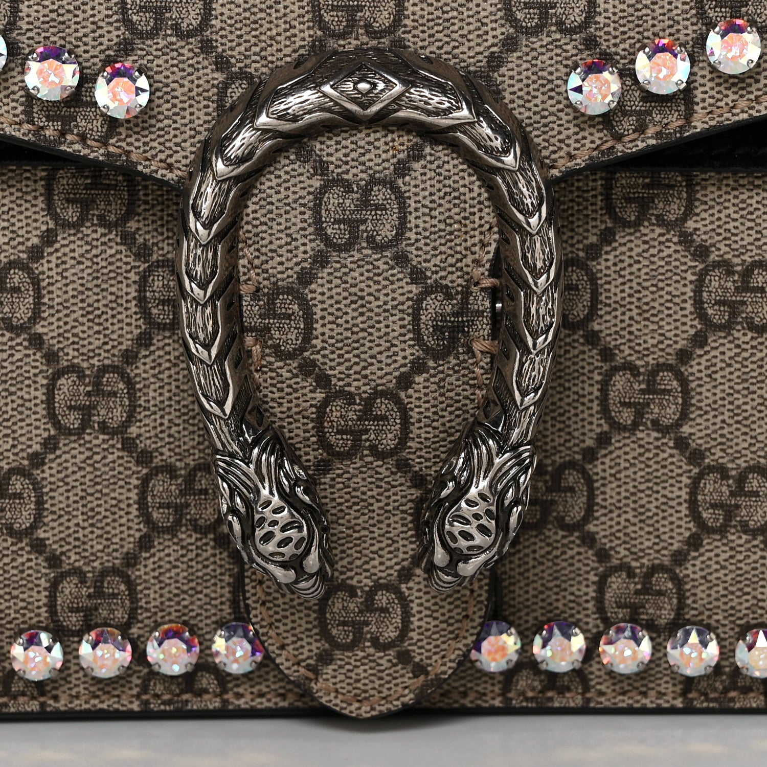 Gucci GG Supreme Monogram Crystal Small Dionysus Shoulder Bag Black 10 of 11