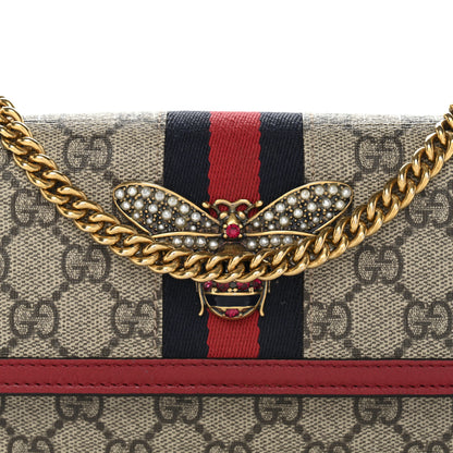 Gucci GG Supreme Monogram Web Queen Margaret Chain Wallet Red 7 of 10
