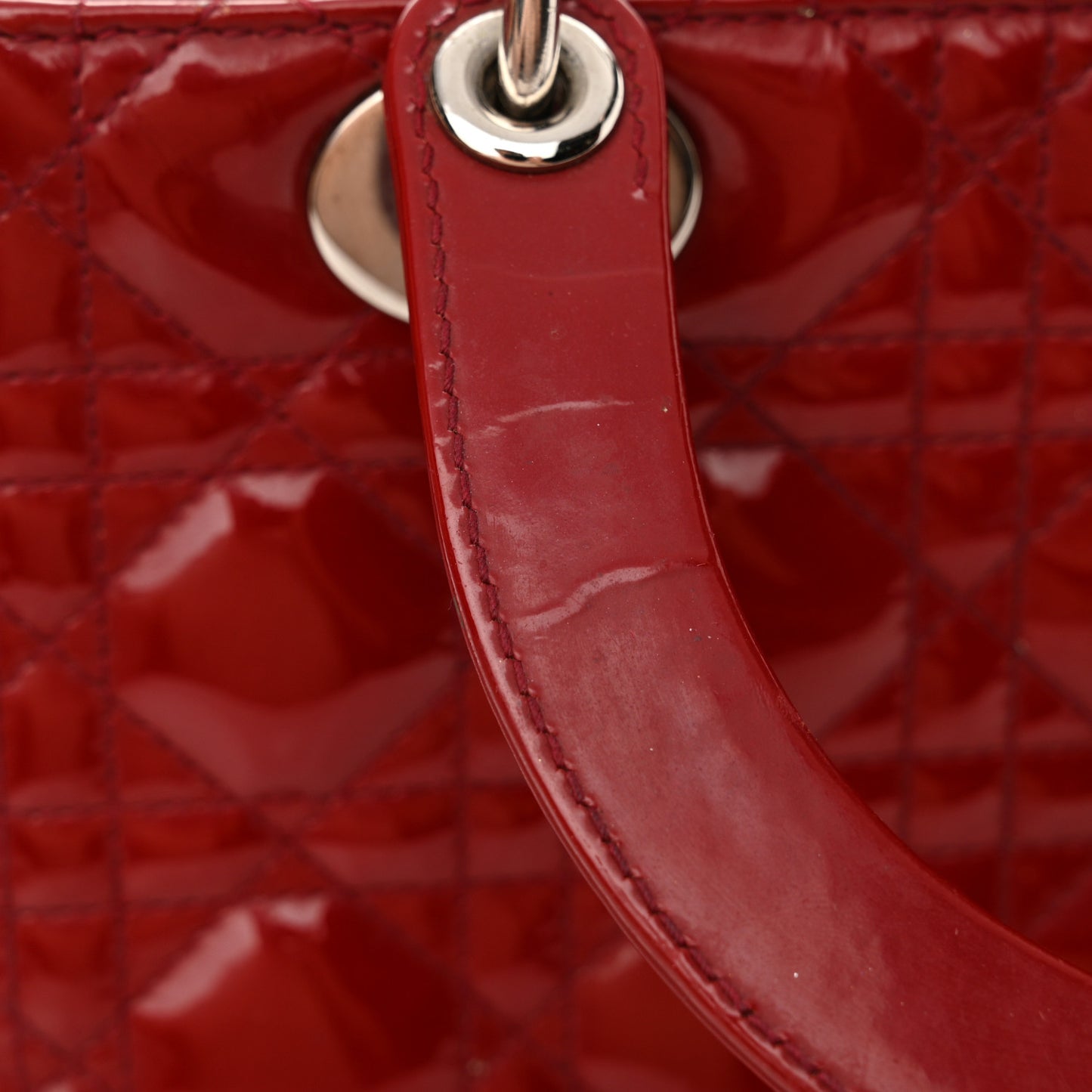 Patent Cannage Medium Lady Dior Red