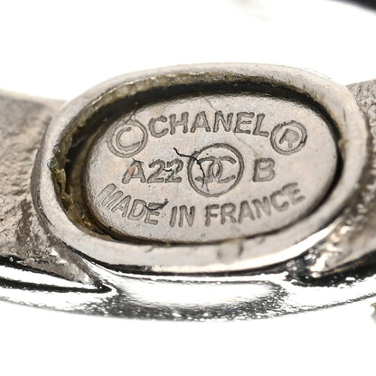 Chanel Metal Crystal CC Hoop Drop Earrings Silver 3 of 4