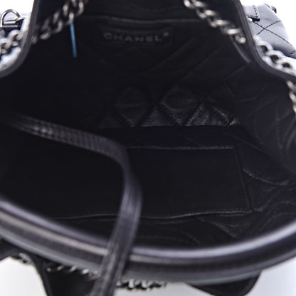 Chanel Calfskin Stitched Medium Urban Luxury Drawstring Backpack Black 5 of 10